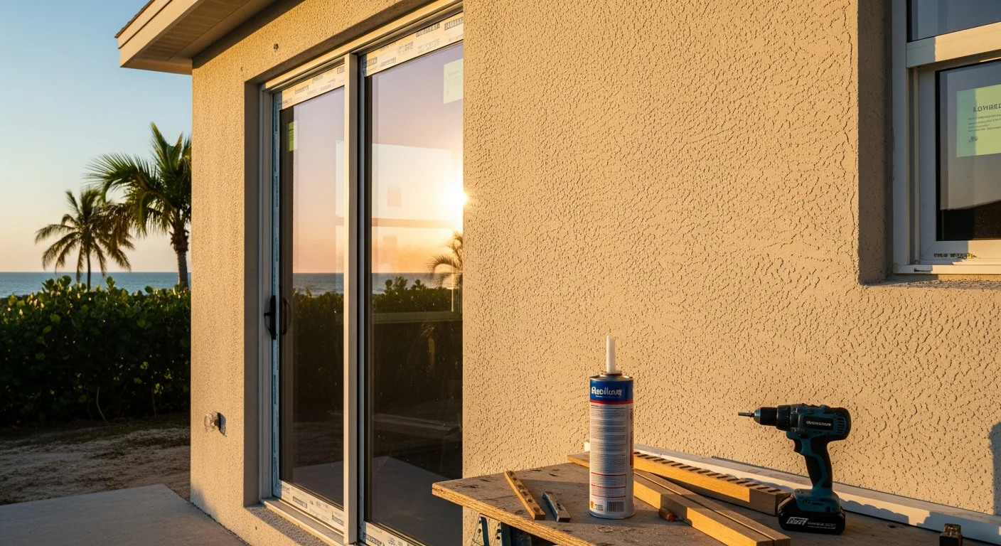 Professional installation of impact-resistant windows on a Fort Pierce residential home