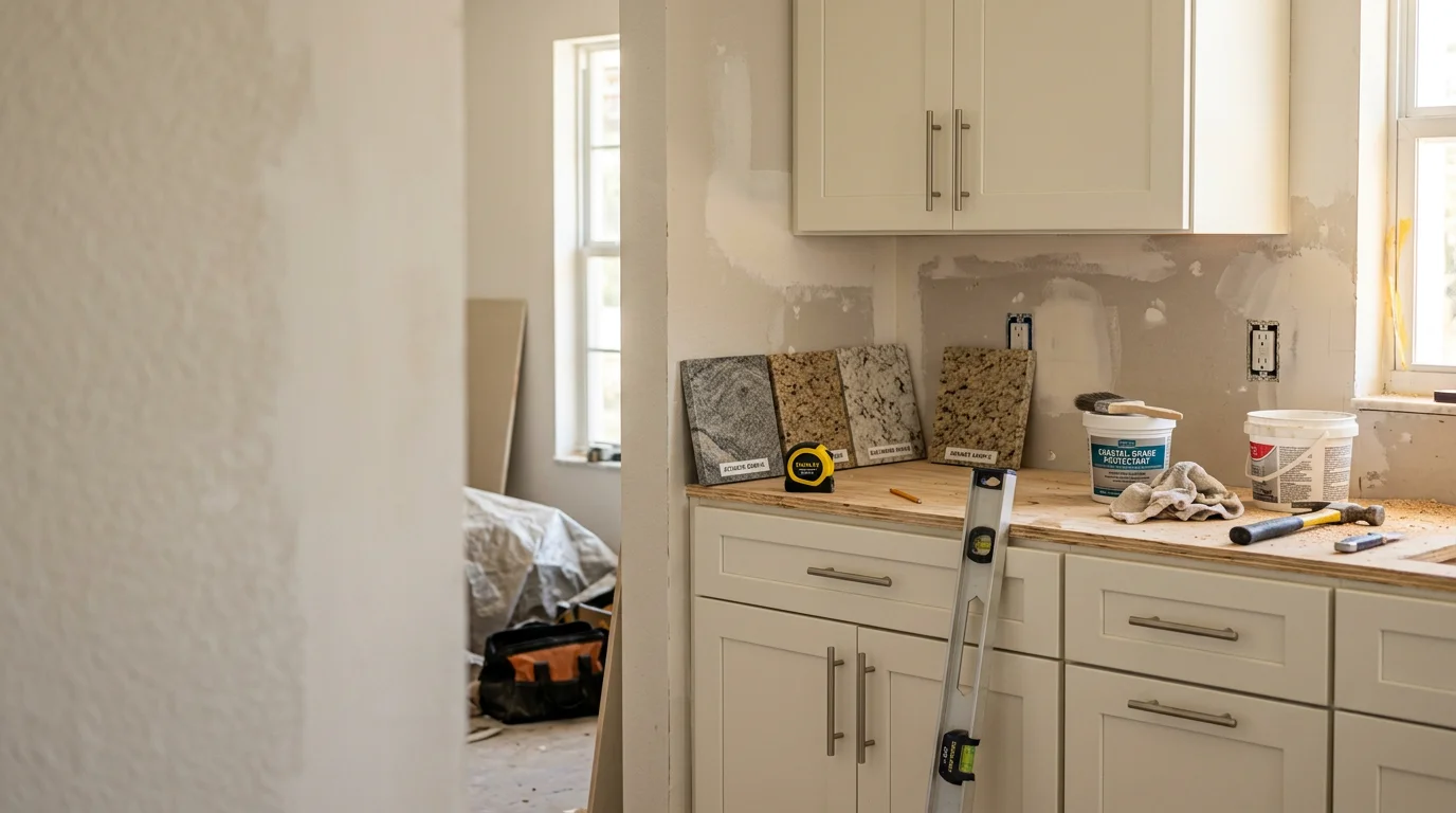 A remodeled kitchen in an Indian River County, FL home featuring updated cabinetry, countertops, and an open layout. The finished space reflects quality craftsmanship suited to Florida's coastal climate.